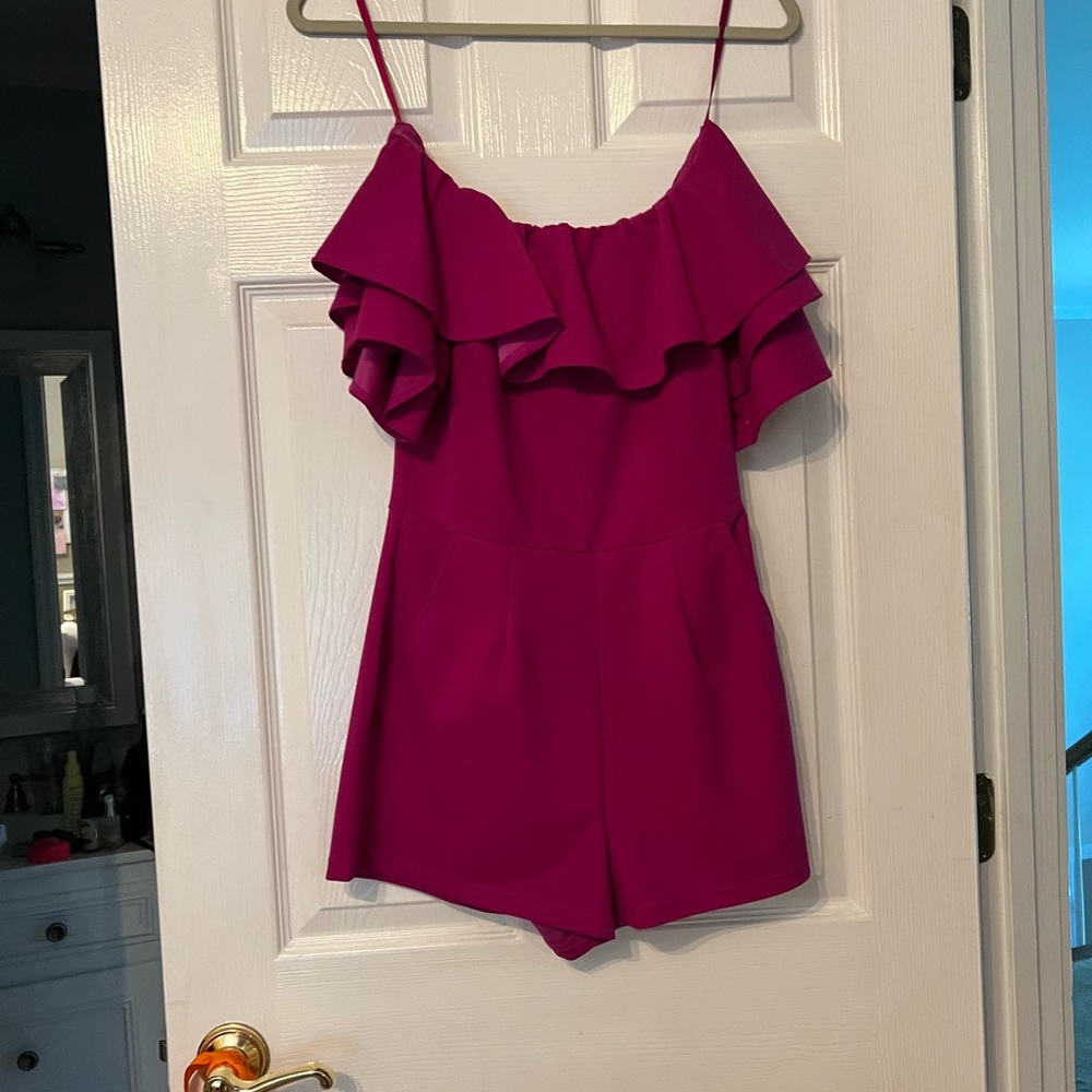 Off the shoulder ruffle romper